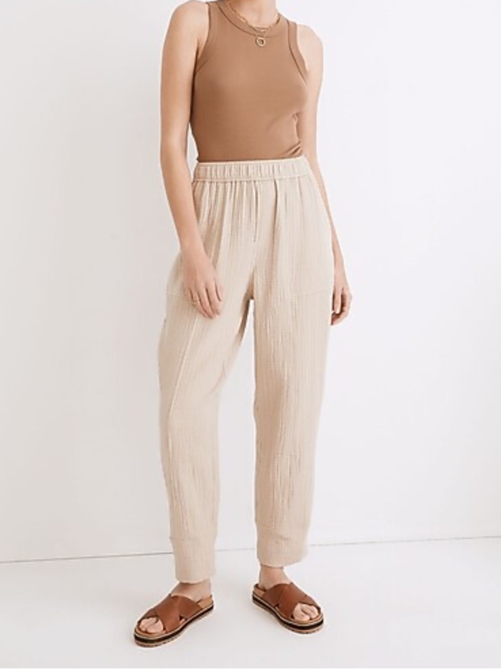 Madewell Women’s Light-Spun Pull-On Joggers in Cream size Large